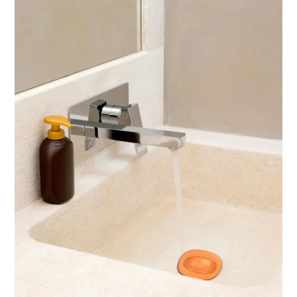 Silicone Orange Drain Plug Stopper and Strainer - Push Button Operation